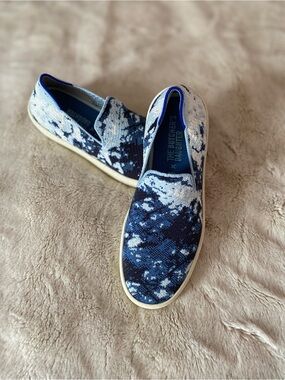 Rothy’s x The Butcher’s Daughter indigo shibori slip-on shoes